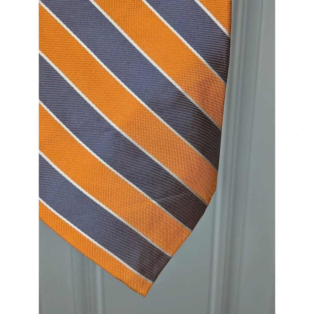 Jos A Bank Tie Silk Orange Purple Gray Striped 3.25